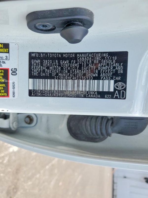 2019 TOYOTA COROLLA L/LE/SE/XLE/XSE