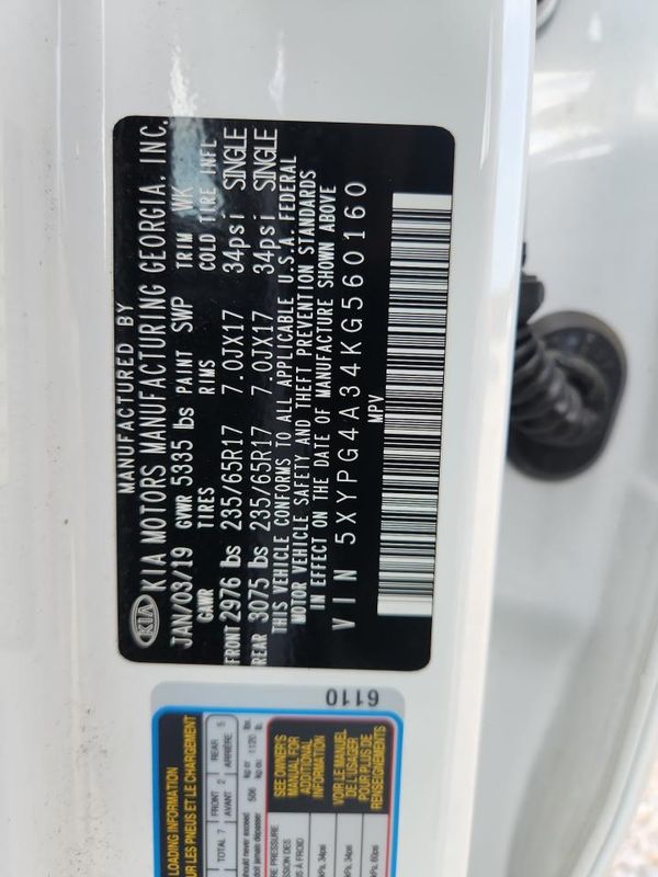 2019 KIA SORENTO L, LX, S