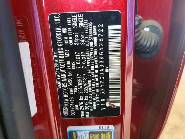 2019 KIA SORENTO L, LX, S