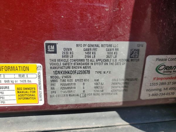 2015 CHEVROLET TRAVERSE 2LT