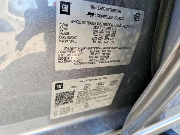 2020 CHEVROLET SILVERADO LTZ — VINS