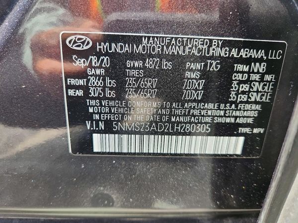2020 HYUNDAI SANTA FE SE