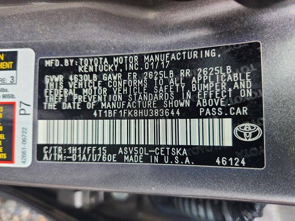 2017 TOYOTA CAMRY LE/SE/XLE/XSE