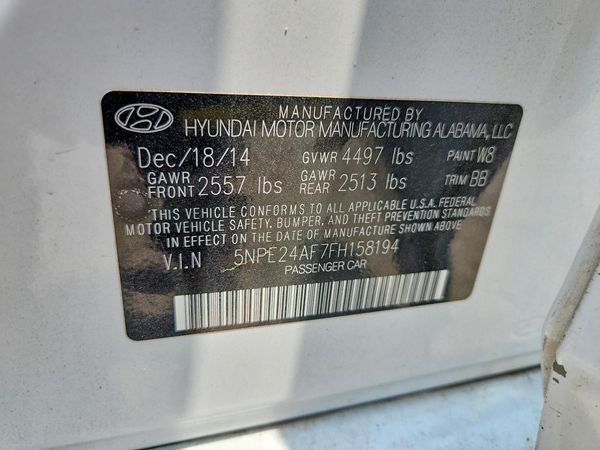 2015 HYUNDAI SONATA SE, ECO