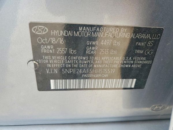 2017 HYUNDAI SONATA