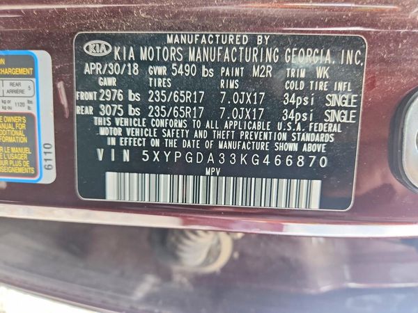 2019 KIA SORENTO L, LX, S