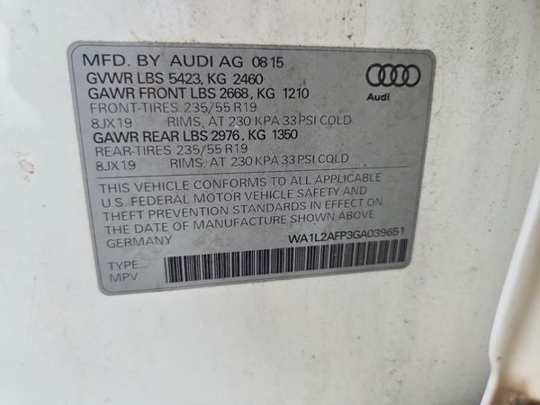2016 AUDI Q5 quattro Premium Plus — VINS