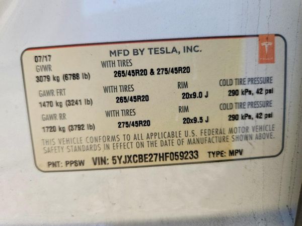 2017 TESLA MODEL X — VINS