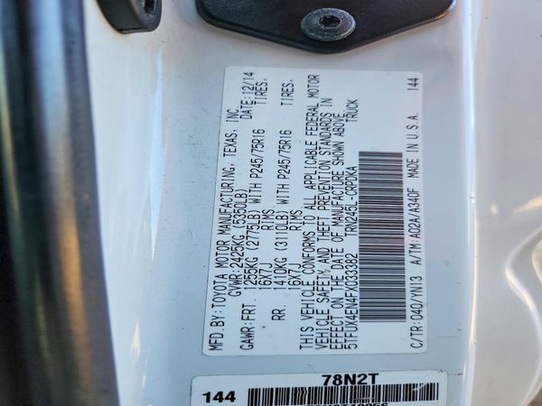 2015 TOYOTA TACOMA Delux Grade — VINS
