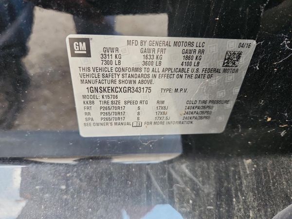 2016 CHEVROLET TAHOE FL