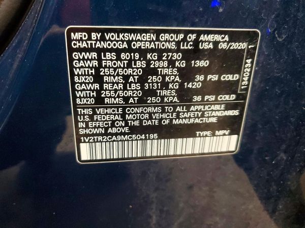 2021 VOLKSWAGEN ATLAS 4Motion SEL Premium — VINS