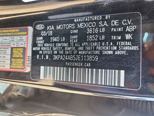2018 KIA RIO LX, S