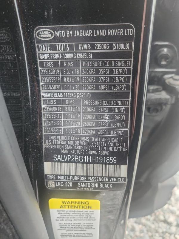 2017 LAND ROVER RANGE ROVER EVOQUE SE