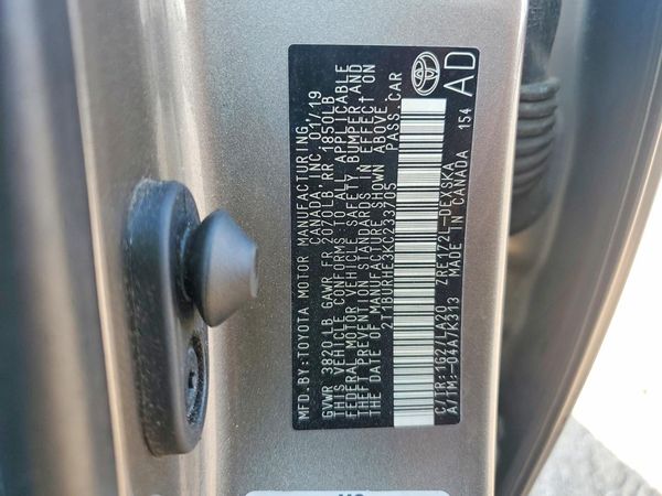 2019 TOYOTA COROLLA L/LE/SE/XLE/XSE — VINS
