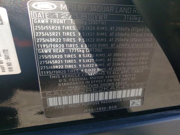 2019 LAND ROVER RANGE ROVER Supercharged