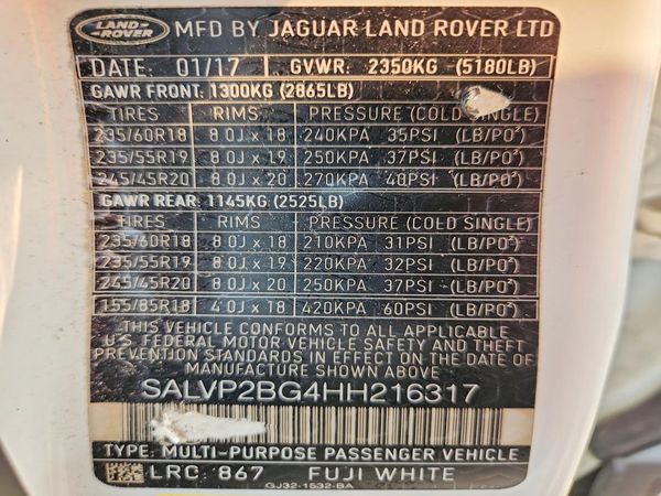 2017 LAND ROVER RANGE ROVER EVOQUE SE