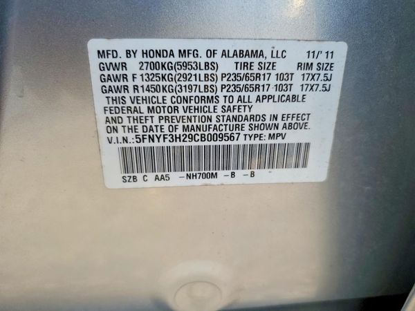 2012 HONDA PILOT LX