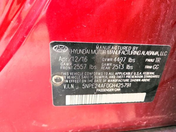 2016 HYUNDAI SONATA