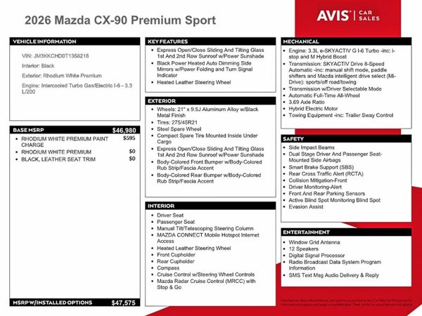 2026 MAZDA CX-90 Premium Sport