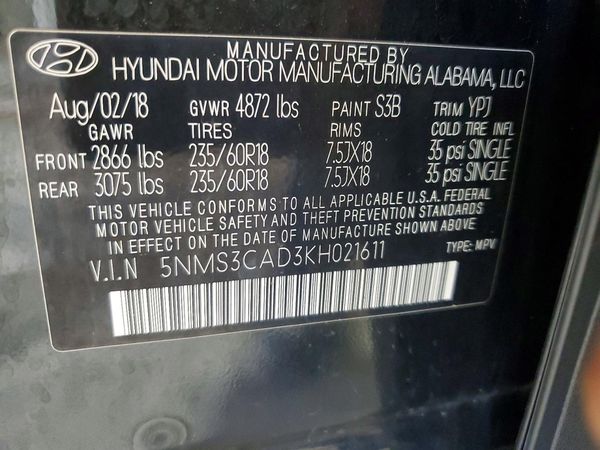 2019 HYUNDAI SANTA FE SEL, SEL Plus