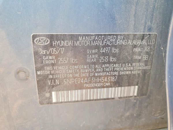 2017 HYUNDAI SONATA SE, Eco