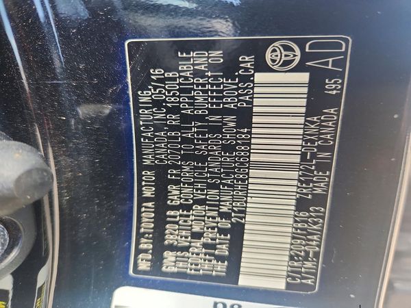 2016 TOYOTA COROLLA