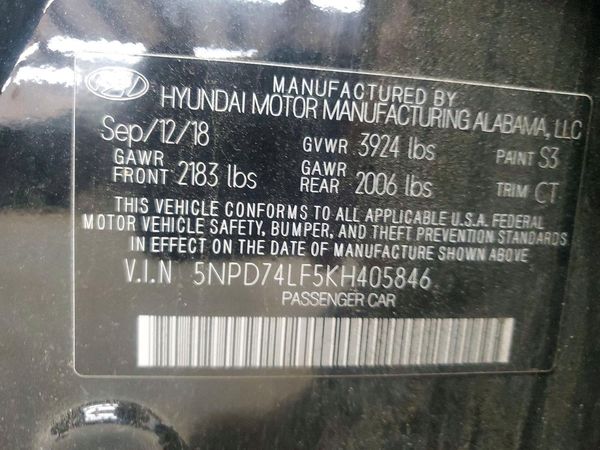 2019 HYUNDAI ELANTRA