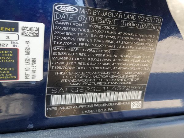 2020 LAND ROVER RANGE ROVER P525 HSE