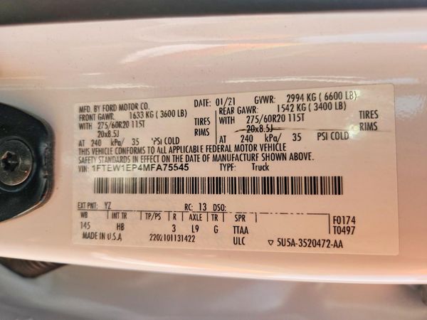 2021 FORD F150