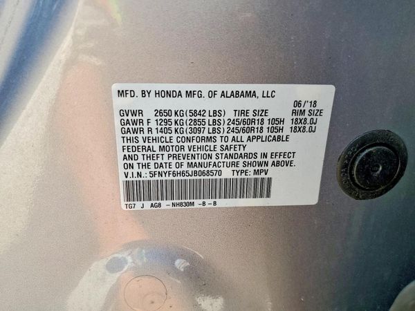 2018 HONDA PILOT EXL SENSING