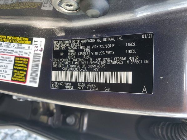 2022 TOYOTA HIGHLANDER L