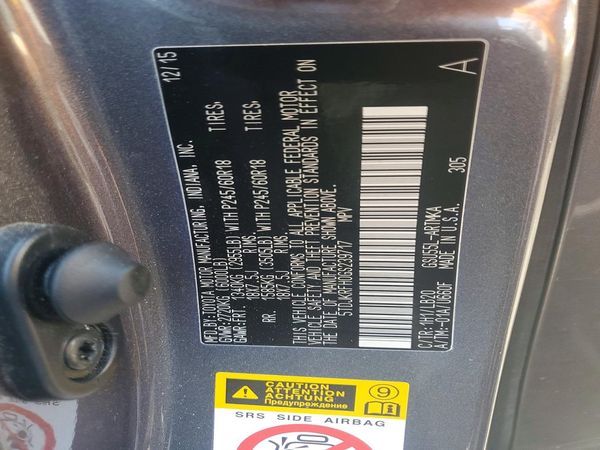 2016 TOYOTA HIGHLANDER Base/Hybrid — VINS