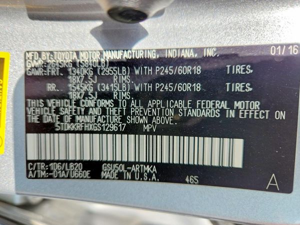 2016 TOYOTA HIGHLANDER Base/Hybrid