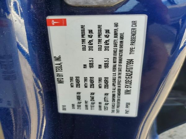 2018 TESLA MODEL 3