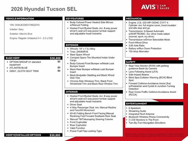 2026 HYUNDAI TUCSON SEL, SEL Plus
