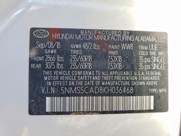 2019 HYUNDAI SANTA FE Limited, Ultimate