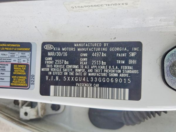 2016 KIA OPTIMA GLS, JSL