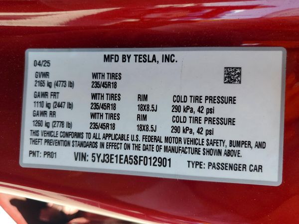 2025 TESLA MODEL 3