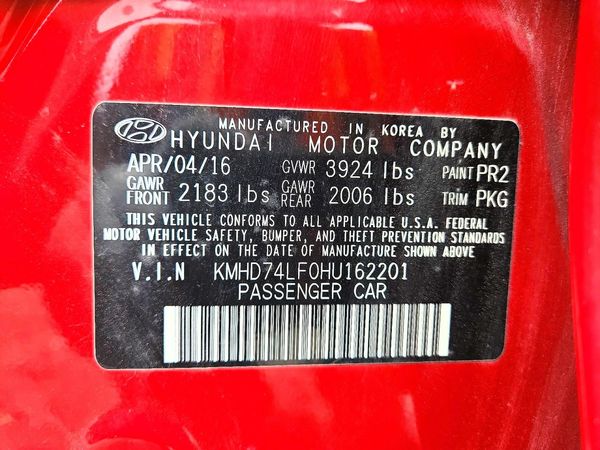 2017 HYUNDAI ELANTRA SE Base — VINS