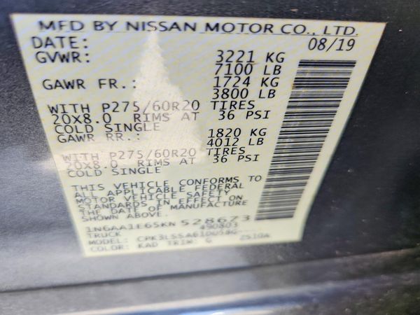 2019 NISSAN TITAN — VINS