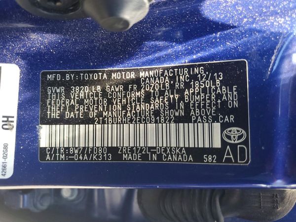 2014 TOYOTA COROLLA L/LE