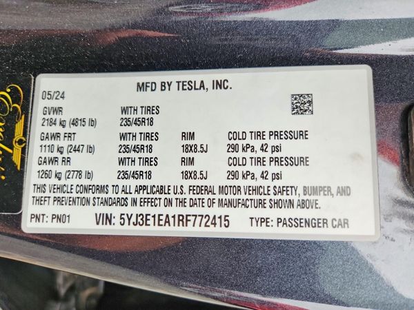 2024 TESLA MODEL 3