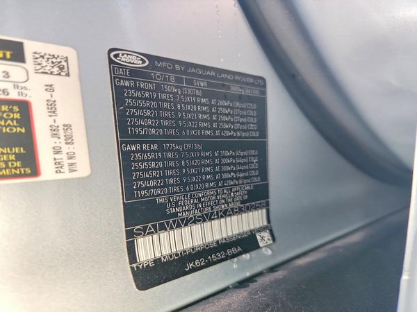 2019 LAND ROVER RANGE ROVER SPORT