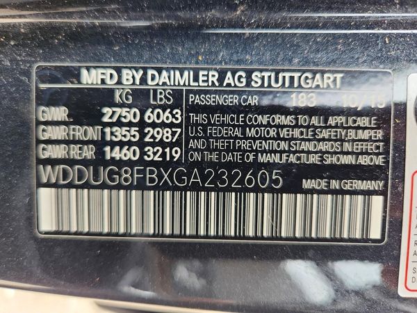 2016 MERCEDES-BENZ S-CLASS S550-4M — VINS