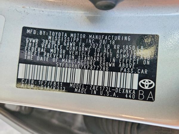 2019 TOYOTA COROLLA L/LE/SE/XLE/XSE