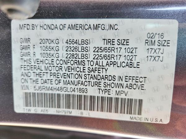 2016 HONDA CRV SE
