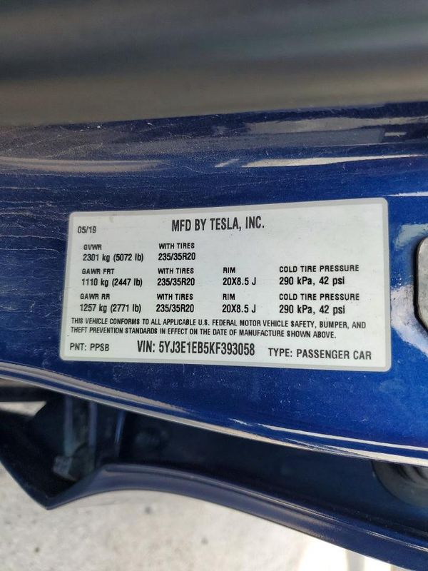 2019 TESLA MODEL 3