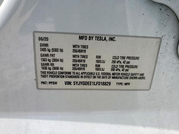 2020 TESLA MODEL Y