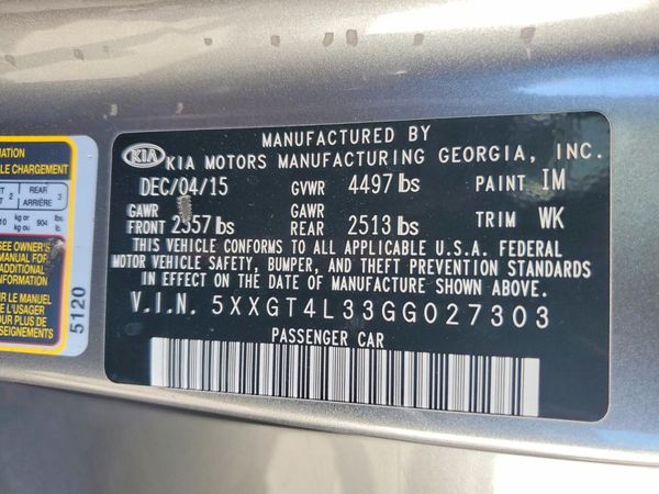 2016 KIA OPTIMA GL