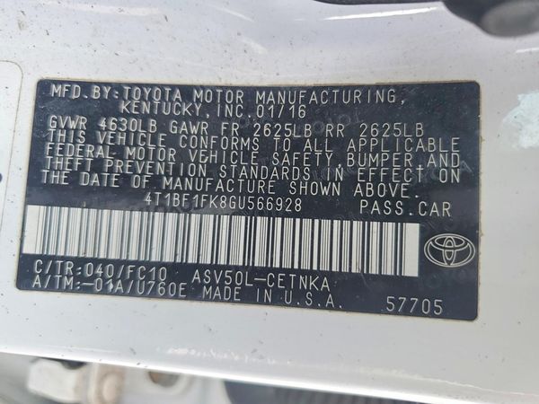 2016 TOYOTA CAMRY